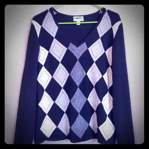 Chapter club 2-ply cashmere sweater, Argyle,  M
